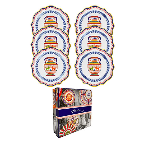 Baci Milano Dolce Vita 6'lı Amhora Pasta Tabağı 21 cm Porselen