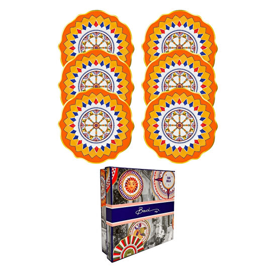 Baci Milano Dolce Vita 6'lı Wheel Pasta Tabağı 21 cm Porselen