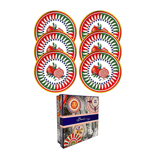Baci Milano Dolce Vita 6'lı Nar Ekmek Tabağı 16 cm Porselen