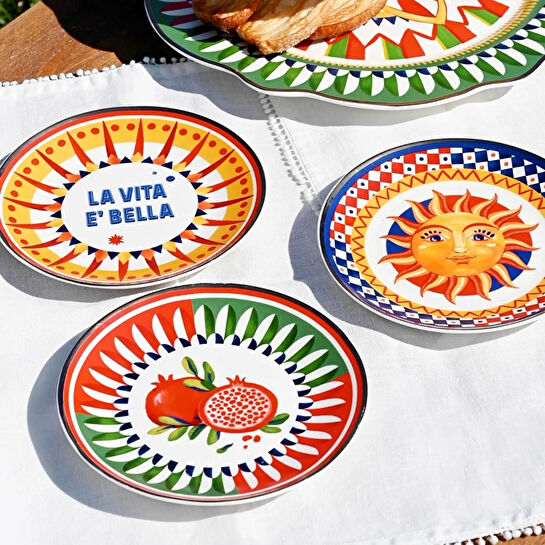 Baci Milano Dolce Vita 6'lı Nar Ekmek Tabağı 16 cm Porselen