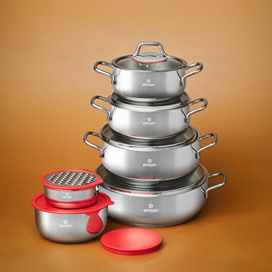 Emsan Emirgan XL 13 Parça Saklama Kaplı Çelik Tencere Seti