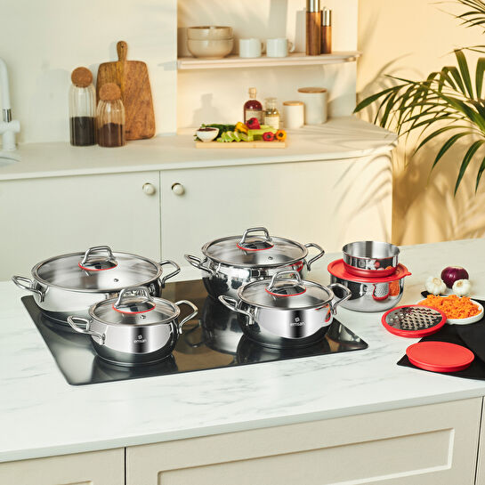 Emsan Emirgan XL 13 Parça Saklama Kaplı Çelik Tencere Seti