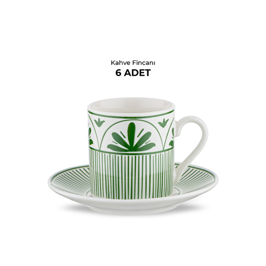 Emsan Seren New Bone 6 Kişilik Kahve Fincan Takımı 90 ml Yeşil