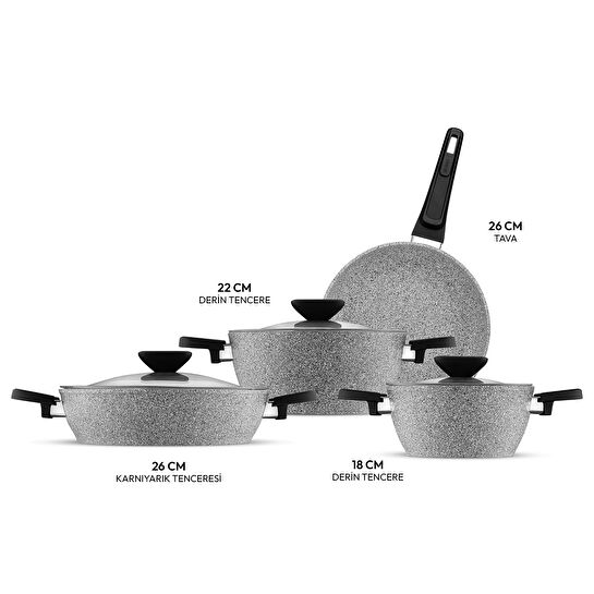 Emsan Fortis Granit 7 Parça Tencere Seti Gri