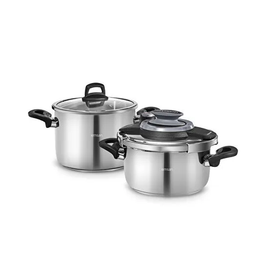 Emsan Montana İndüksiyon Tabanlı Düdüklü Tencere Seti 6 + 8 Litre