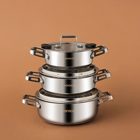 Karaca Powersteel 316+ Alberta İndüksiyon Tabanlı 6 Parça Çelik Sahan Seti