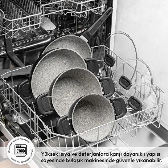 Emsan Biogranit Black Tencere Seti 7 Parça