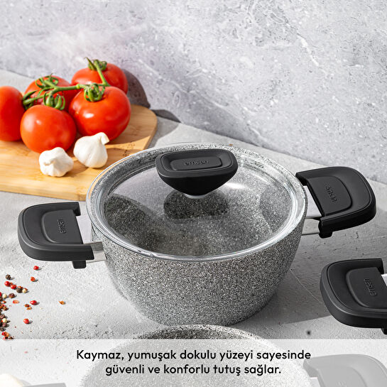 Emsan Fortis Granit 6 Parça Midi Tencere Seti Gri