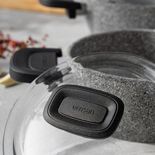 Emsan Fortis Granit 6 Parça Midi Tencere Seti Gri