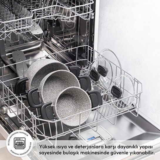 Emsan Fortis Granit 6 Parça Midi Tencere Seti Gri