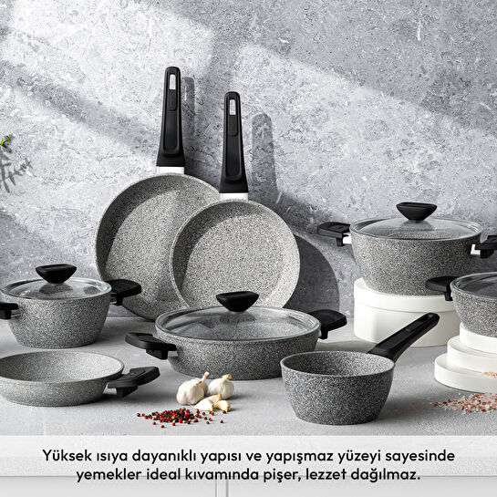 Emsan Fortis Granit 12 Parça Tencere Seti Gri