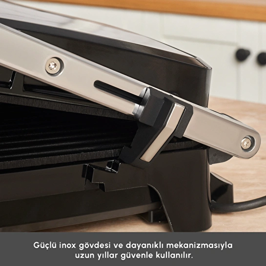 Emsan Press 6 Dilim Kapasiteli Izgara ve Tost Makinesi Inox 2000W