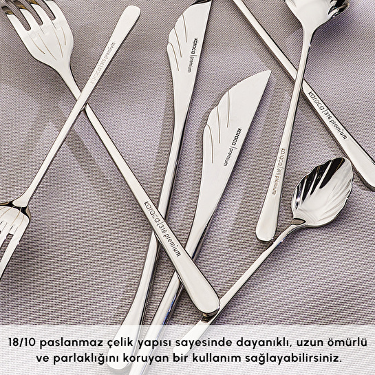 Karaca Seashell 316+ 12 Kişilik 84 Parça Çatal Kaşık Bıçak Takımı Platin