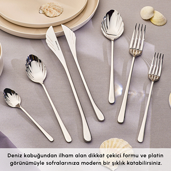 Karaca Seashell 316+ 12 Kişilik 84 Parça Çatal Kaşık Bıçak Takımı Platin