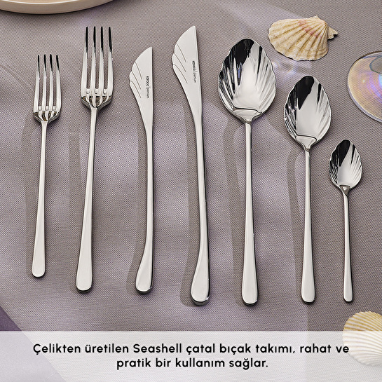 Karaca Seashell 316+ 12 Kişilik 84 Parça Çatal Kaşık Bıçak Takımı Platin