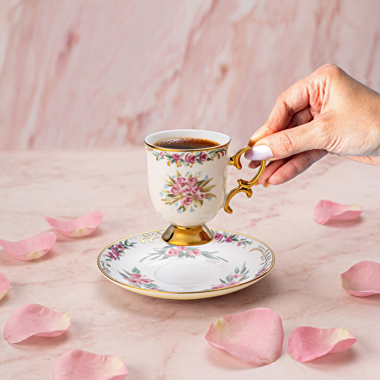 Emsan Rose 6 Kişilik Kahve Fincan Takımı 80 ml