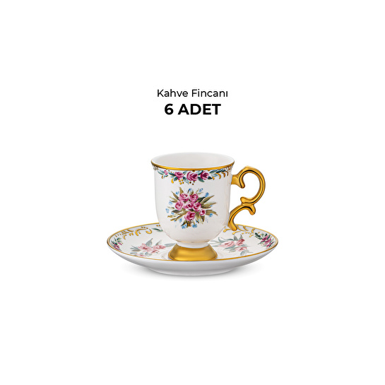 Emsan Rose 6 Kişilik Kahve Fincan Takımı 80 ml