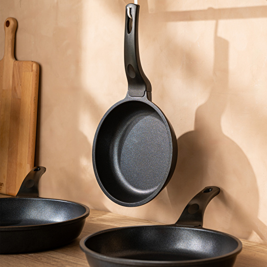 Emsan Stone Alüminyum Döküm 3'lü Tava Seti Siyah