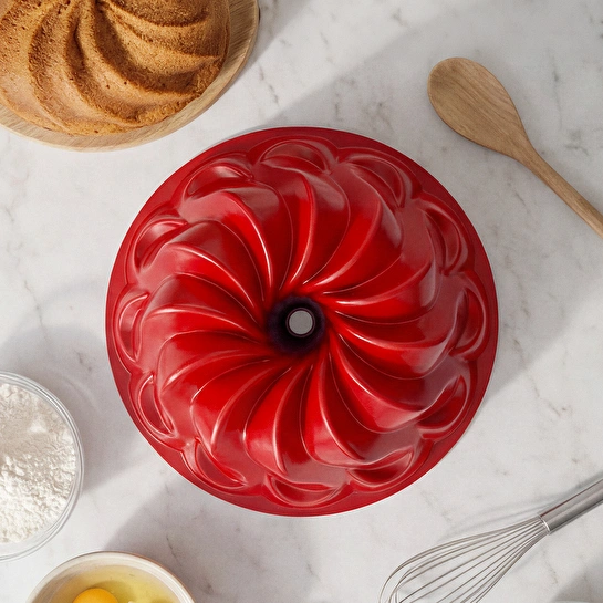 Emsan Flora Döküm Kek Kalıbı Kırmızı 23 cm