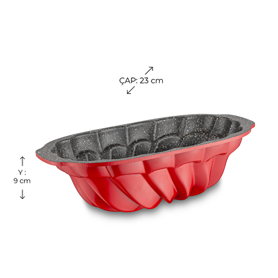 Emsan Flora Baton Döküm Kek Kalıbı Kırmızı 23 cm