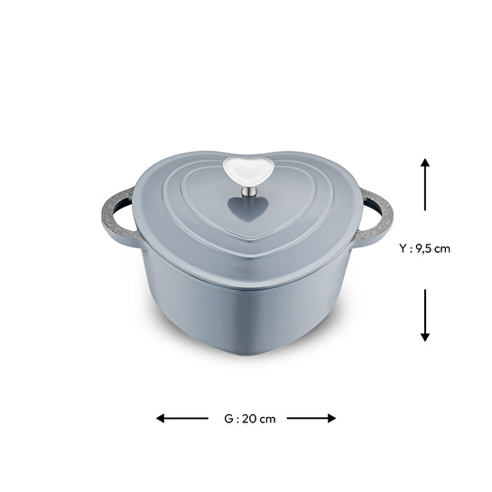 Emsan Kalp Döküm Tencere 20 cm Gri