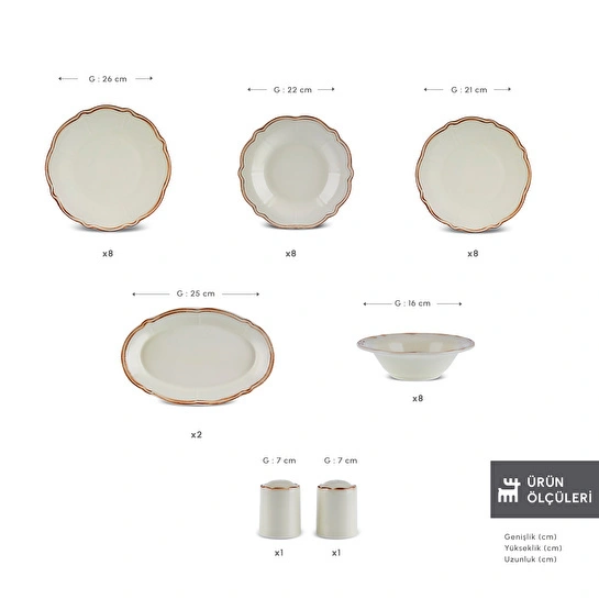Emsan Antik 36 Parça 8 Kişilik Yemek Takımı