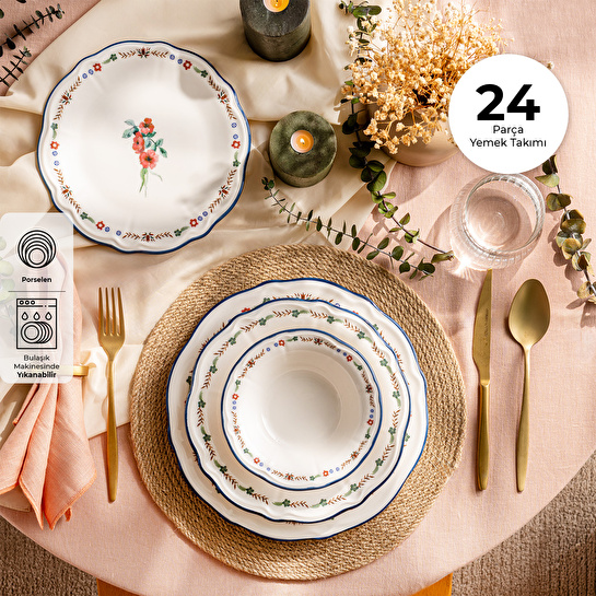 Emsan Rüya Porselen 24 Parça 6 Kişilik Yemek Takımı