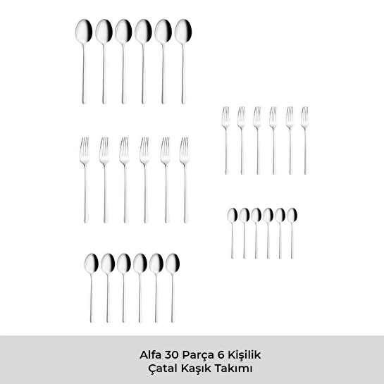 Emsan Alfa 30 Parça 6 Kişilik Çatal Kaşık Takımı