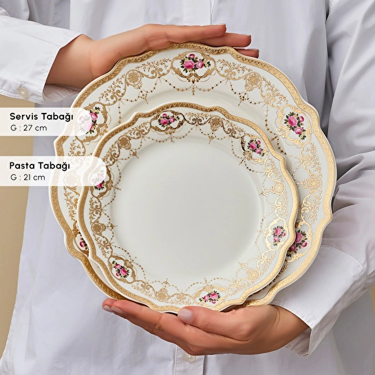 Emsan Empire Bone Altın Çiçek 29 Parça 6 Kişilik Yemek Takımı