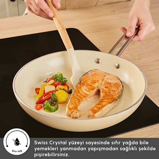 Karaca x Refika Swiss Crystal 9 Parça Tencere ve Tava Seti Beige