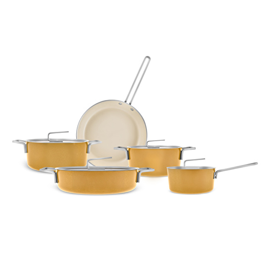 Karaca x Refika Swiss Crystal 9 Parça Tencere Seti Mustard Yellow