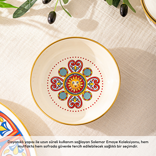 Emsan Solemar Emaye Çukur Tabak 18 cm