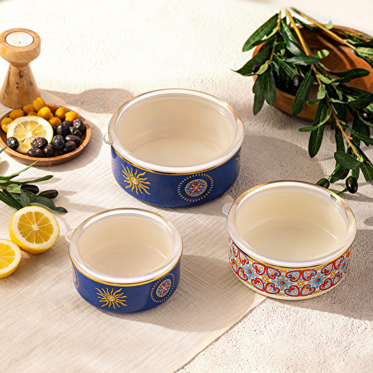 Emsan Solemar Emaye 3'lü Saklama Kabı Seti