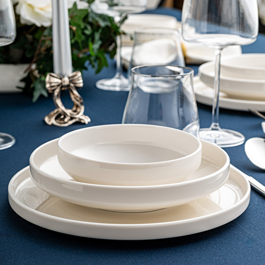 Emsan Alfa Porselen 18 Parça 6 Kişilik Yemek Takımı Beyaz