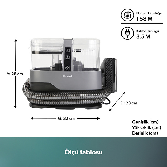 Homend Stain Taşınabilir Halı, Koltuk Yıkama ve Leke Çıkarma Makinesi