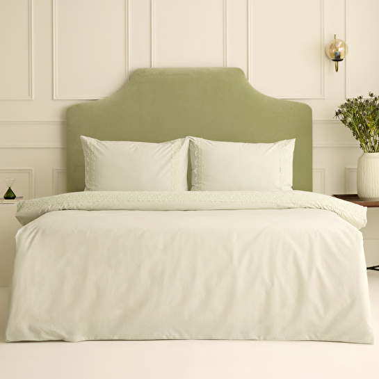 Karaca Home Lunelle Dantelli Çift Kişilik Nevresim Takımı Adaçayı