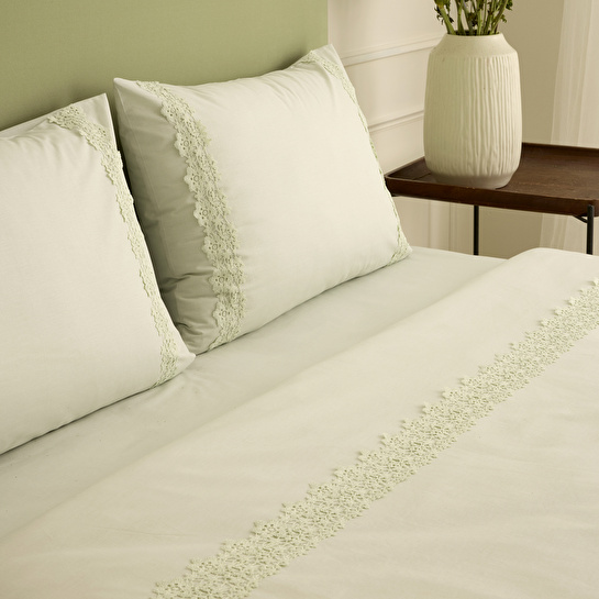 Karaca Home Lunelle Dantelli Çift Kişilik Nevresim Takımı Adaçayı