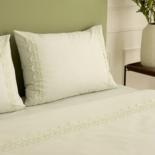 Karaca Home Lunelle Dantelli Çift Kişilik Nevresim Takımı Adaçayı