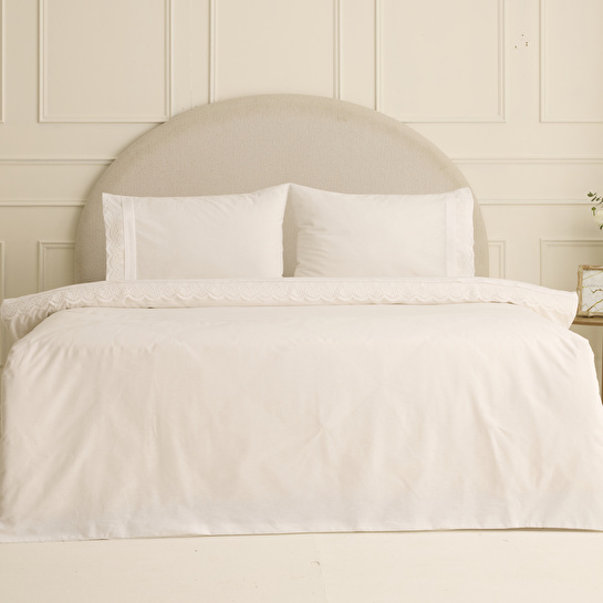 Karaca Home Velisse Dantelli Çift Kişilik Nevresim Takımı Beyaz