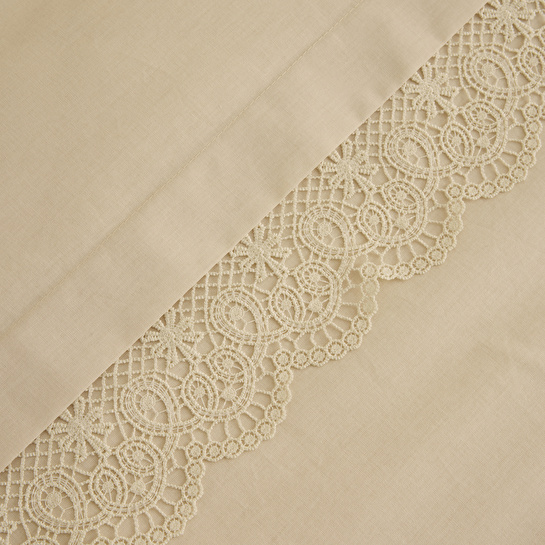 Karaca Home Velisse Dantelli Çift Kişilik Nevresim Takımı Bej