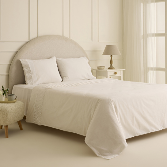 Karaca Home Elvion Dantelli Çift Kişilik Nevresim Takımı Beyaz