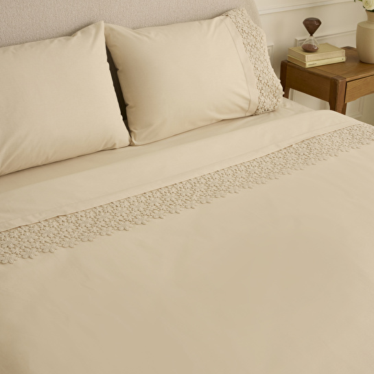 Karaca Home Rosal Brodeli Çift Kişilik Nevresim Takımı Bej