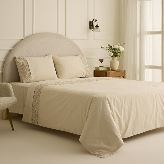 Karaca Home Rosal Brodeli Çift Kişilik Nevresim Takımı Bej