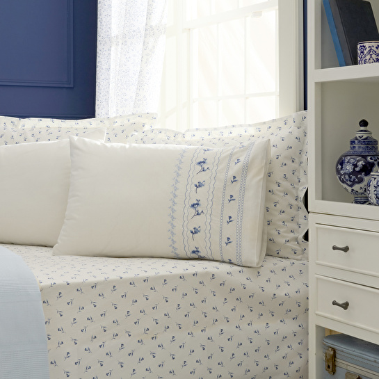 Karaca Home Blossy %100 Pamuk Nish Set Çift Kişilik Pike Takımı Mavi