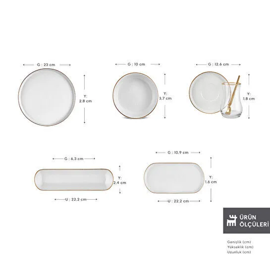 Emsan Komo 32 Parça 6 Kişilik Kahvaltı Takımı Gold