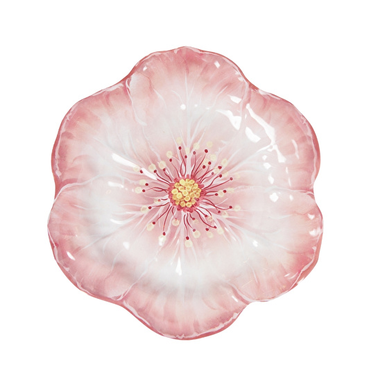 Baci Milano Botanica Çiçek Desenli Melamin Pembe Servis Tabağı 28 cm