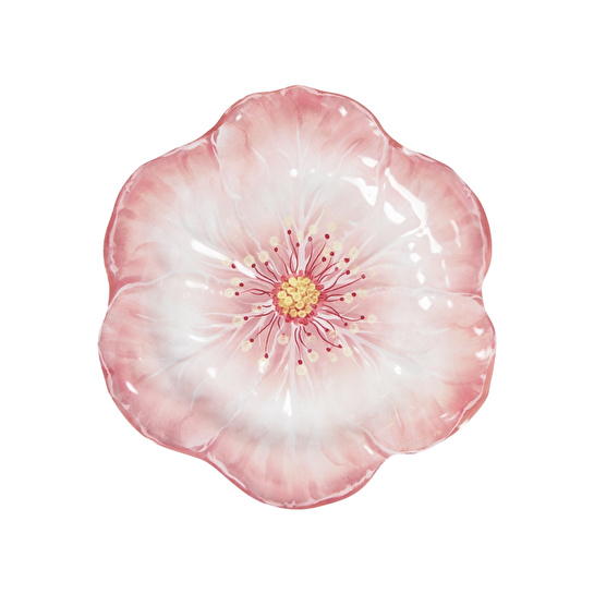 Baci Milano Botanica Çiçek Desenli Melamin Pembe Pasta Tabağı 23 cm