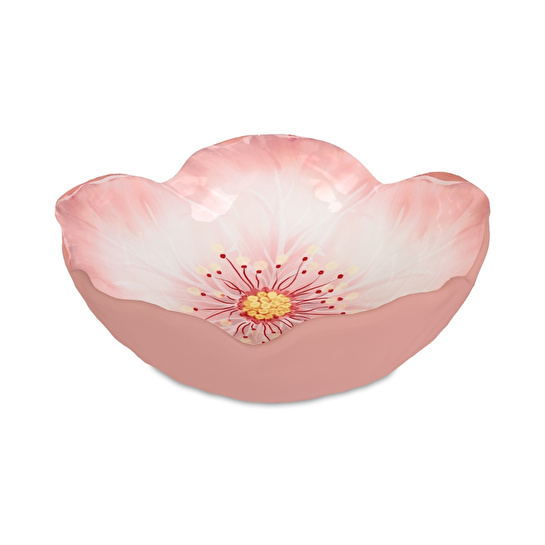 Baci Milano Botanica Çiçek Desenli Melamin Pembe Çukur Tabak 18 cm