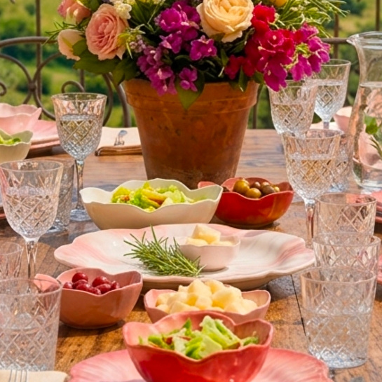Baci Milano Botanica Çiçek Desenli Melamin Pembe Büyük Servis Tabağı 40,5 cm