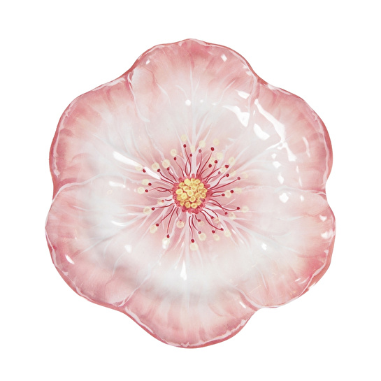 Baci Milano Botanica Çiçek Desenli Melamin Pembe Büyük Servis Tabağı 40,5 cm